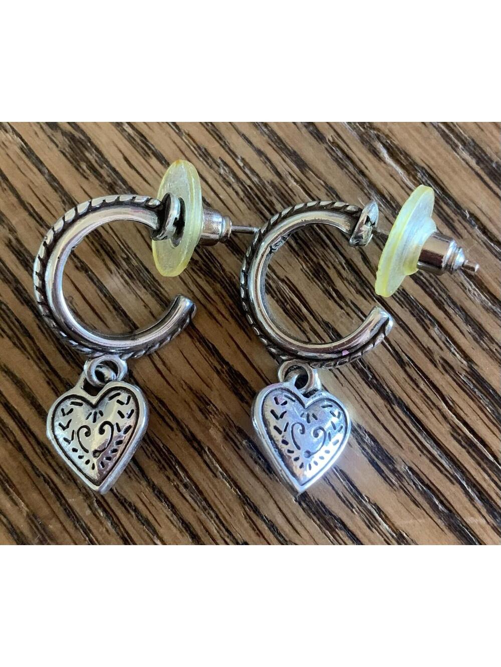 Brighton Earrings Hoops With Dangle Hearts